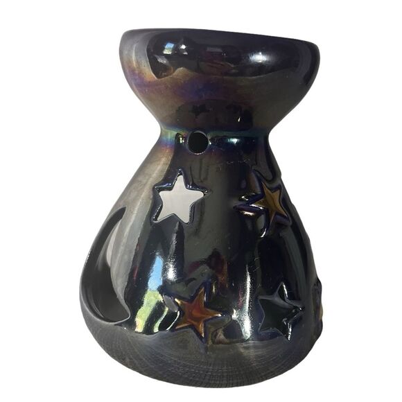 Vintage Marex Liquid Incense Burner Iridescent Blue Celestial Moon Stars Poland - Picture 8 of 9